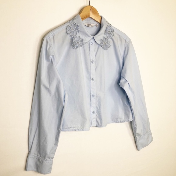 Paris Atelier & Other Stories collard Powder, blue button down shirt - Picture 6 of 9